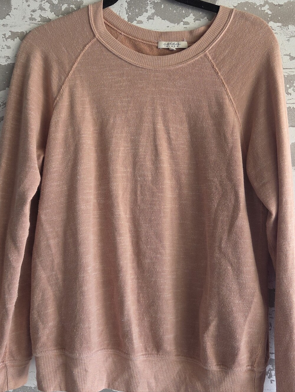 Calder Blake Heathered Clay Raglan Pullover Sweatshirt - L - Made in USA